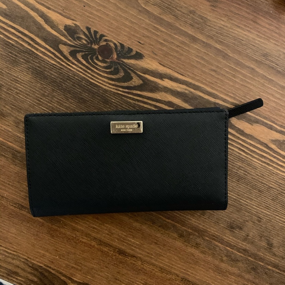 Gently used large black and gold Kate Spade Wallet